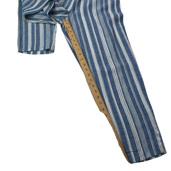 Anthropologie Maeve Women's Size 8 Striped Linen Blend Elastic Waist‎ Crop Pants - Picture 12 of 16